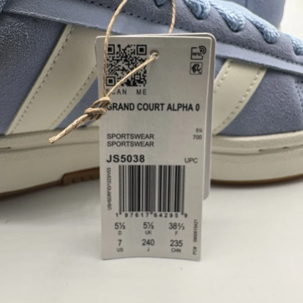 ADIDAS Grand Court Alpha 0's Sneakers Women's Size 7 Light Blue Suede JS5038 NWB